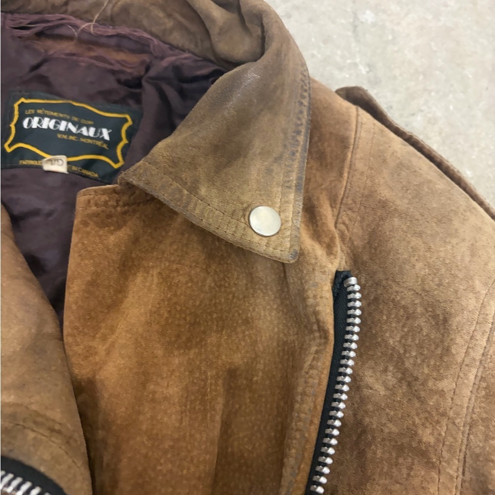 Vintage genuine suede perfecto western belted brown Jacket - Picture 5 of 11